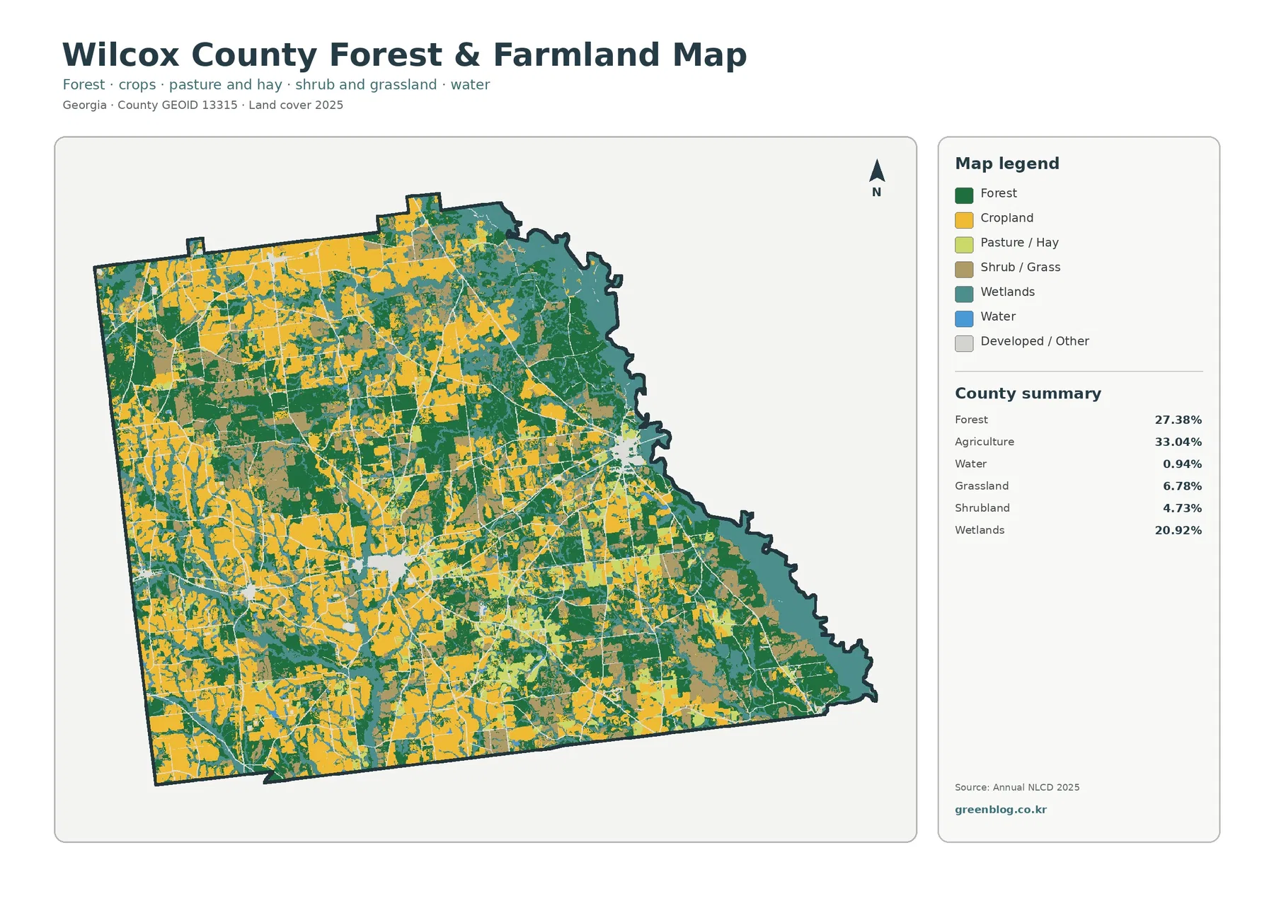 Wilcox County forest and farmland map