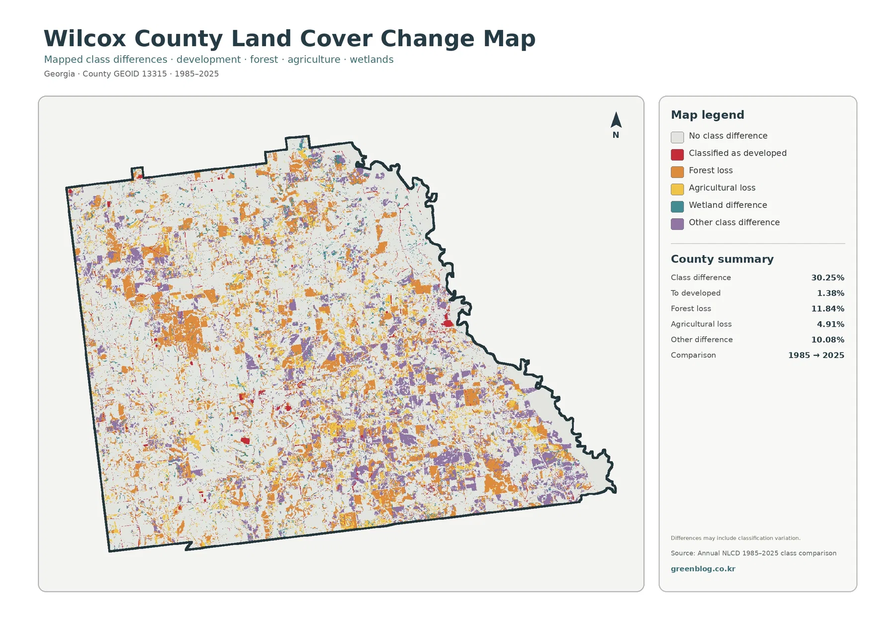 Wilcox County land cover change map