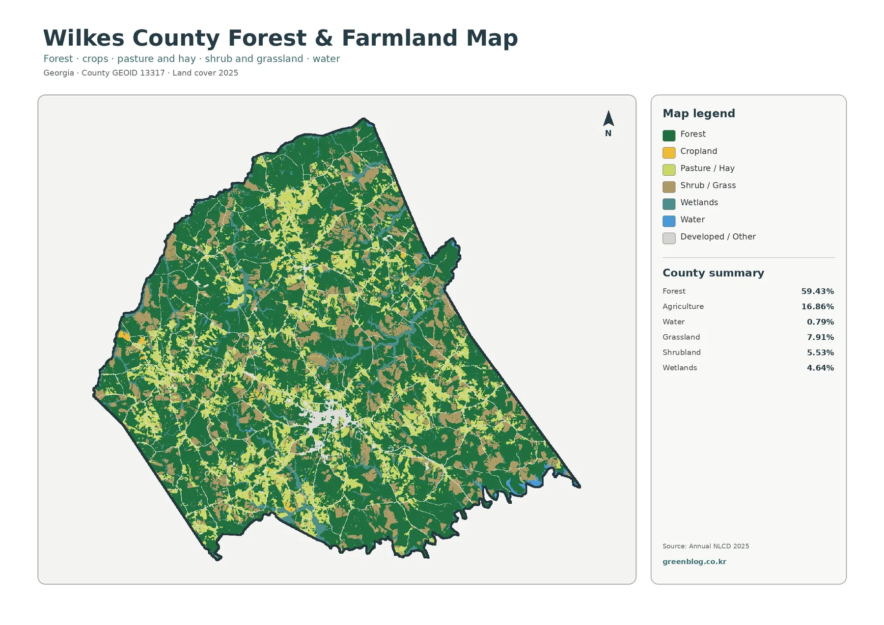 Wilkes County forest and farmland map
