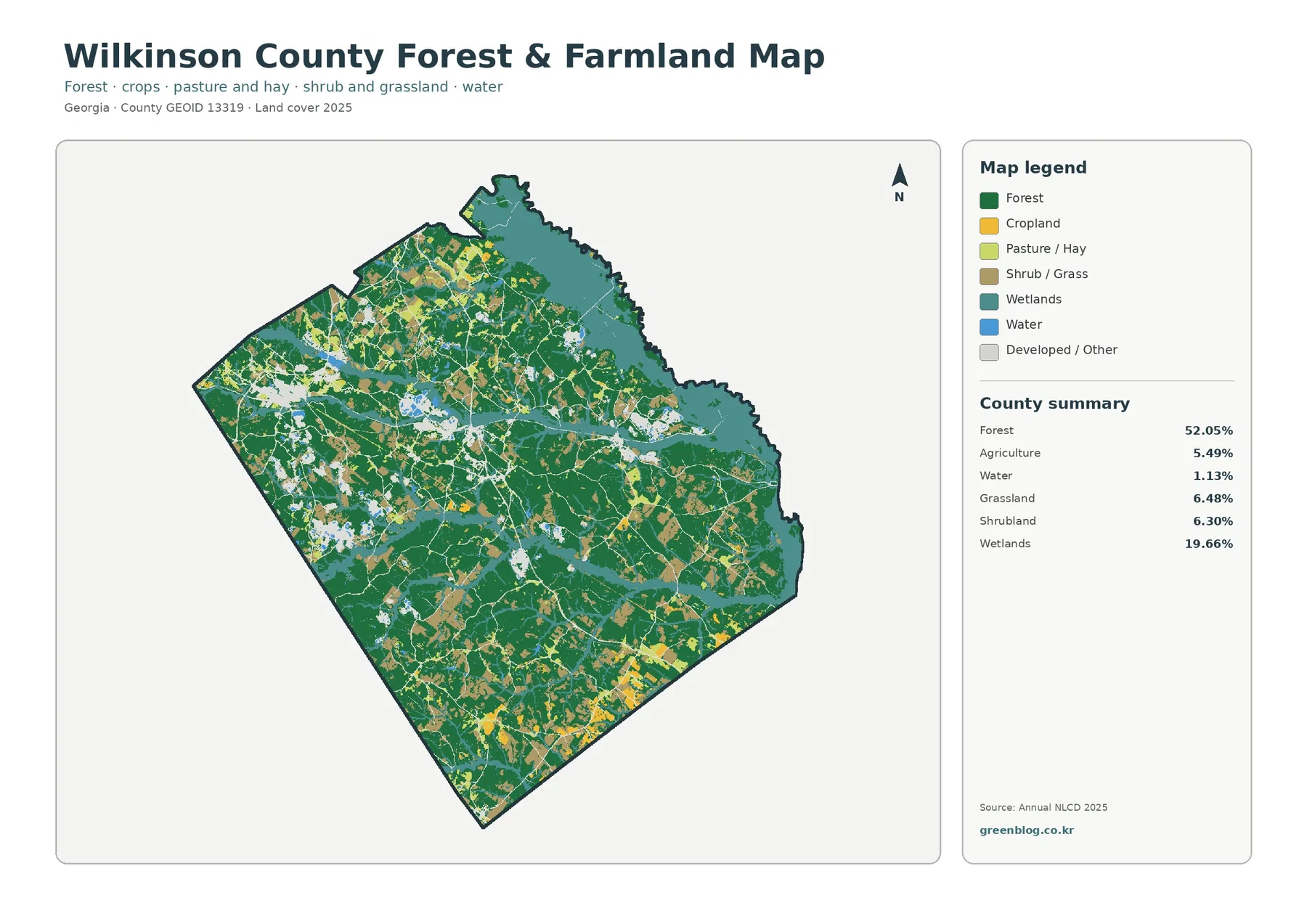 Wilkinson County forest and farmland map