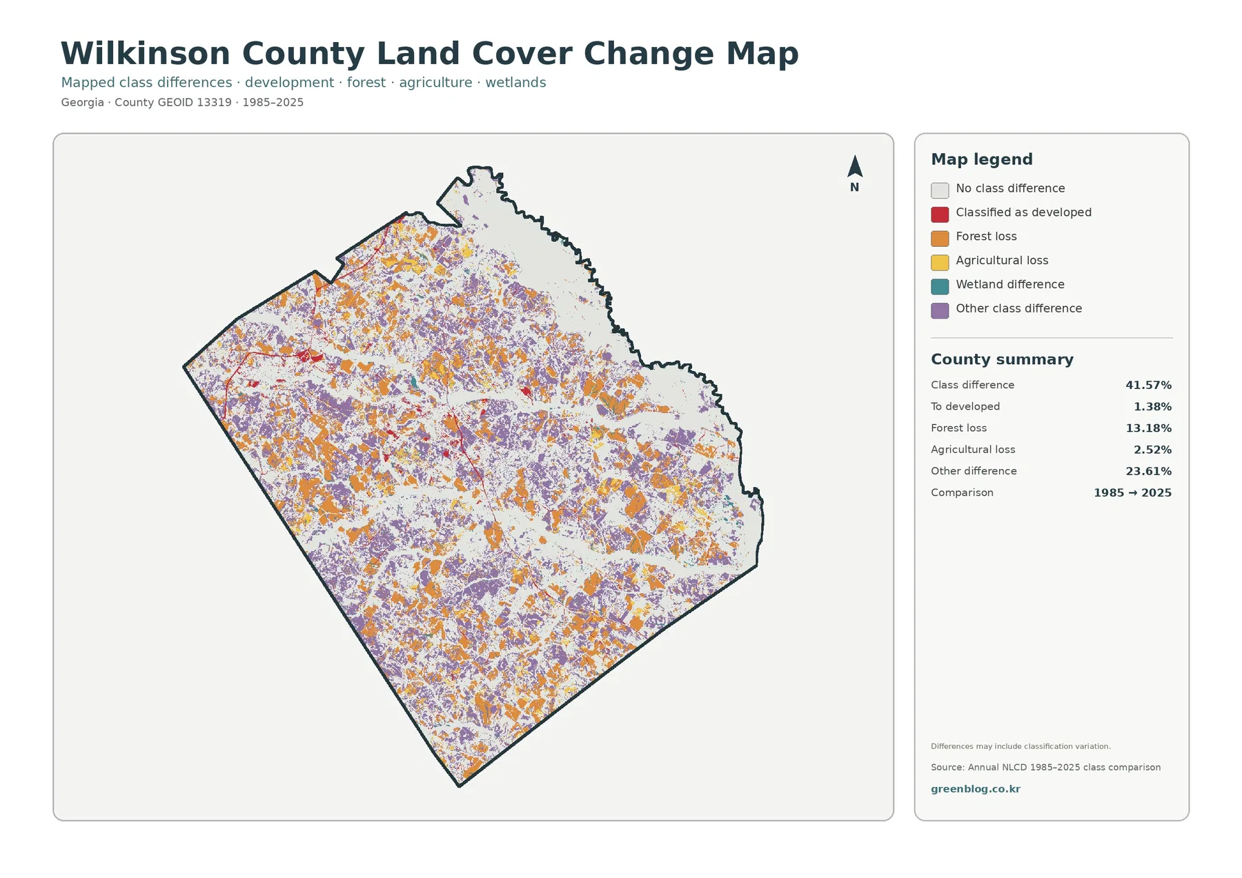Wilkinson County land cover change map
