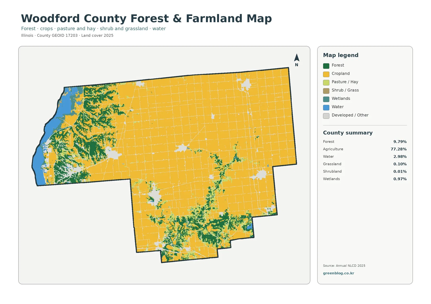 Woodford County forest and farmland map