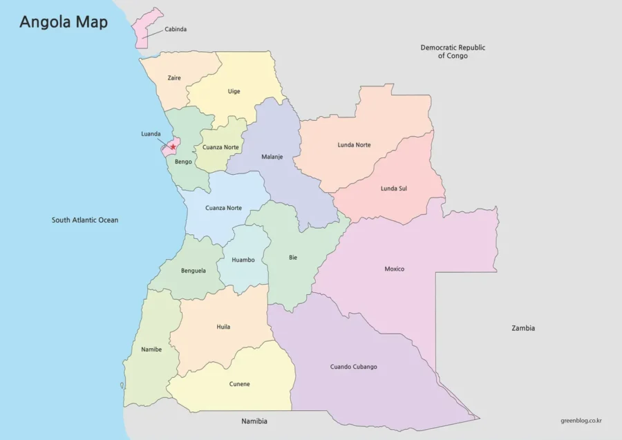 Angola Map Large Size Free Download