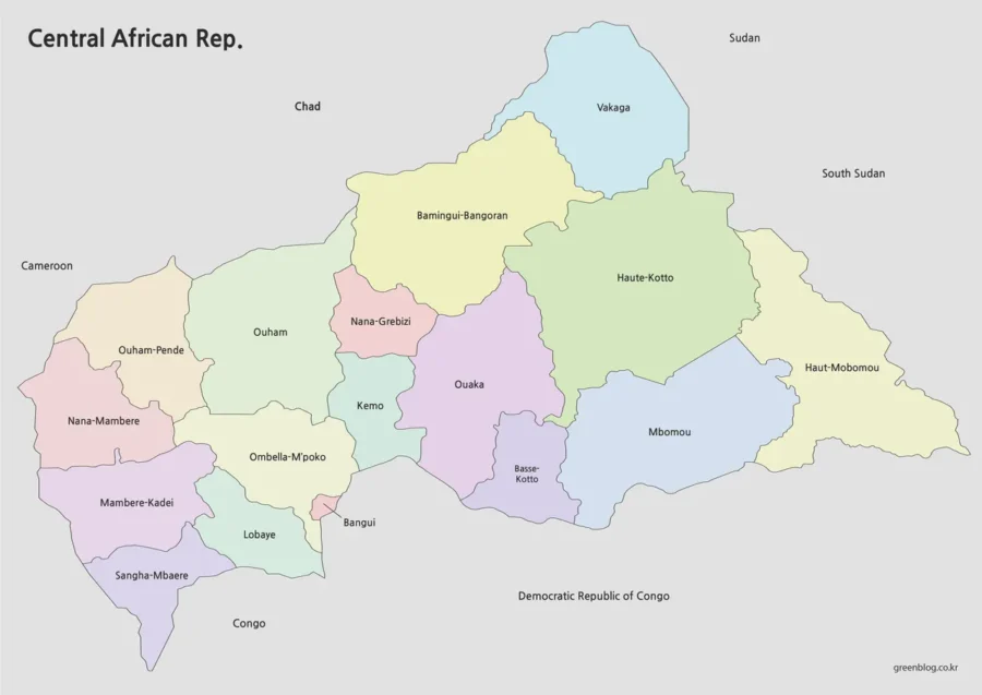 Central african rep Map Large Size Free Download