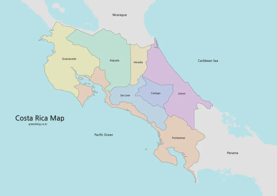 Costa rica Map Large Size Free Download