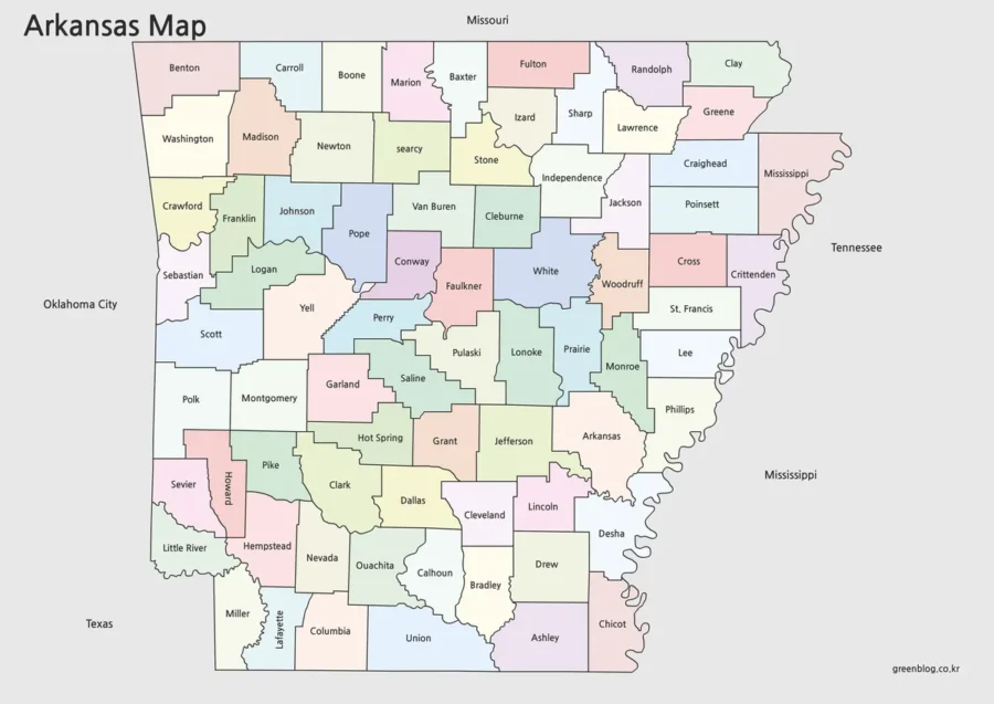 Arkansas Map Large Size Free Download