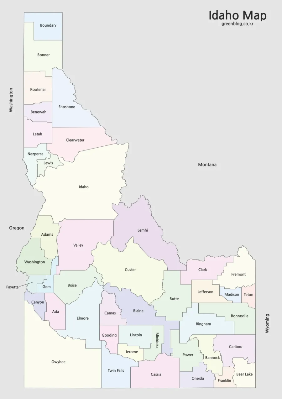 idaho Map Large Size Free Download
