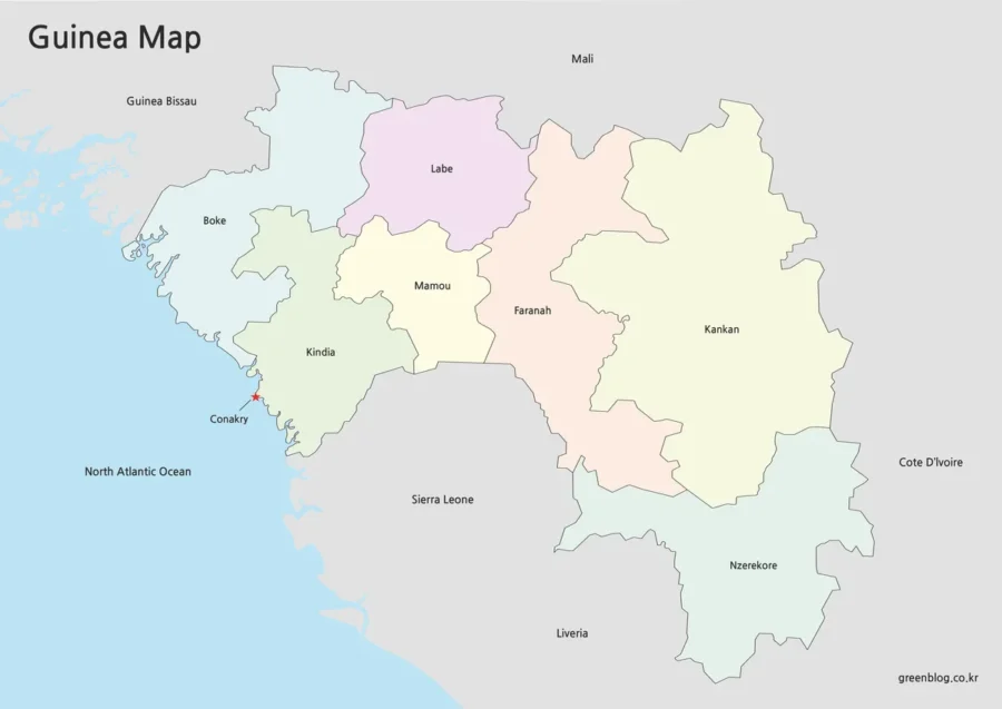 guinea Map Large Size Free Download
