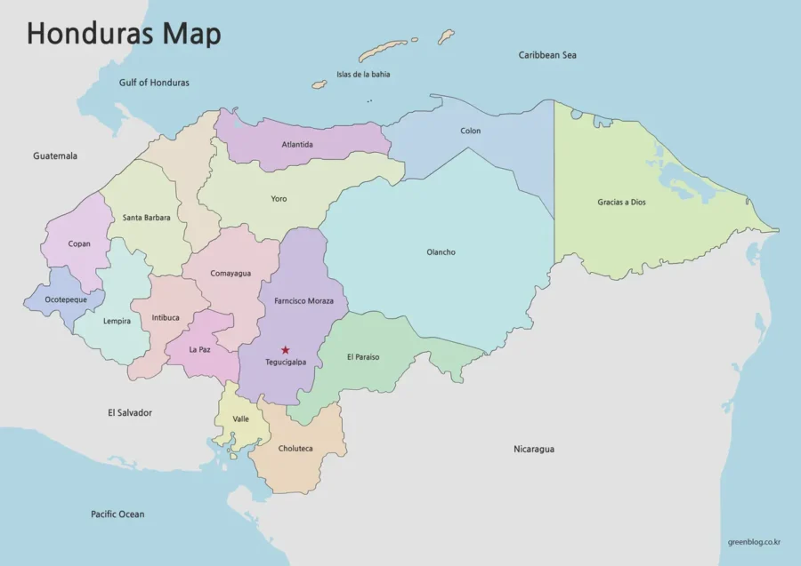honduras Map Large Size Free Download